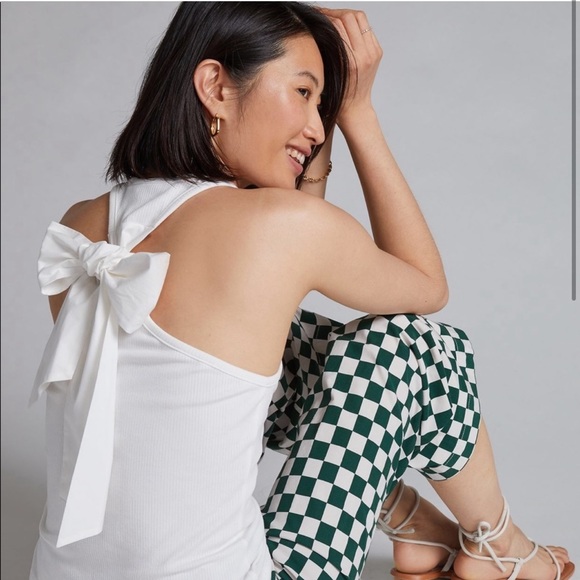 Anthropologie Tops - Anthropologie White Bow Tie Tank